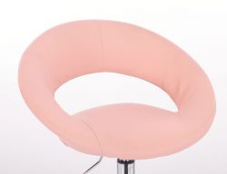 Kosmetická židle NAPOLI na stříbrné podstavě s kolečky - růžová