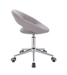 Kosmetická židle NAPOLI na stříbrné podstavě s kolečky - šedá