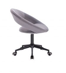 Kosmetická židle NAPOLI VELUR na černé podstavě s kolečky - tmavě šedá