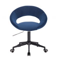 Kosmetická židle NAPOLI VELUR na černé podstavě s kolečky - modrá