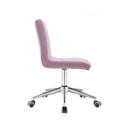 Kosmetická židle TOLEDO VELUR na stříbrné podstavě s kolečky - fialový vřes