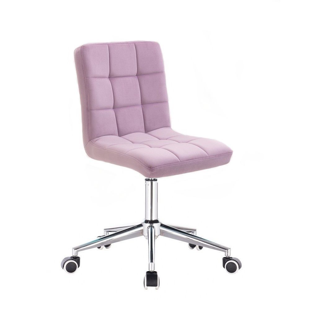 Kosmetická židle TOLEDO VELUR na stříbrné podstavě s kolečky - fialový vřes
