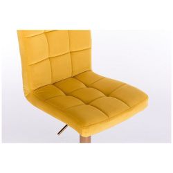 Kosmetická židle TOLEDO VELUR na stříbrném kříži - žlutá