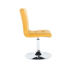 Kosmetická židle TOLEDO VELUR na stříbrném talíři - žlutá