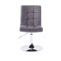 Kosmetická židle TOLEDO VELUR na stříbrném talíři - tmavě šedá