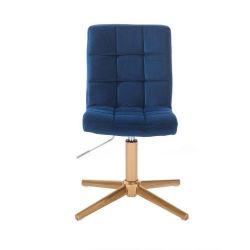 Kosmetická židle TOLEDO VELUR na zlatém kříži - modrá