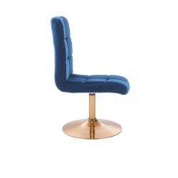 Kosmetická židle TOLEDO VELUR na zlatém talíři - modrá