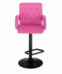 Barová židle BOSTON VELUR na černém talíři - růžová
