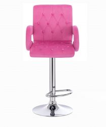 Barová židle  BOSTON VELUR na stříbrném talíři - růžová
