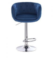 Barová židle MONTANA  VELUR na stříbrném talíři - modrá