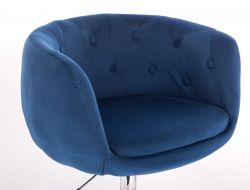 Barová židle MONTANA  VELUR na stříbrném talíři - modrá