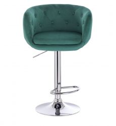 Barová židle MONTANA  VELUR na stříbrném talíři - zelená