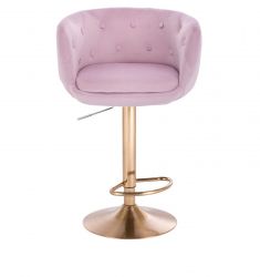 Barová židle MONTANA  VELUR na zlatém talíři - fialový vřes
