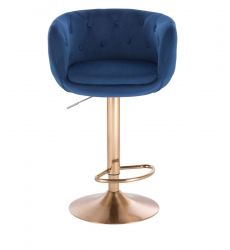 Barová židle MONTANA  VELUR na zlatém talíři - modrá