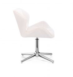 Kosmetická židle MILANO VELUR na stříbrném kříži - bílá