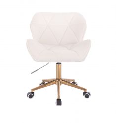 Kosmetická židle MILANO VELUR na zlaté podstavě s kolečky - bílá