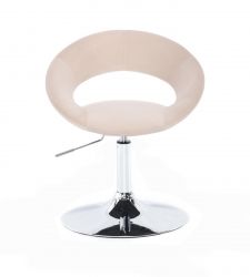 Kosmetická židle NAPOLI VELUR na stříbrném talíři - krémová