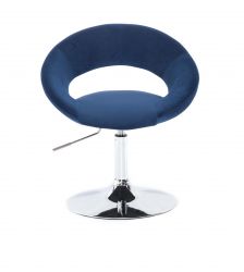 Kosmetická židle NAPOLI VELUR na stříbrném talíři - modrá