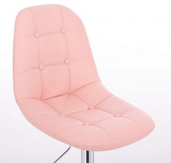 Kosmetická židle SAMSON na černé podstavě s kolečky - růžová