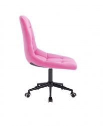 Kosmetická židle SAMSON VELUR na černé podstavě s kolečky - růžová