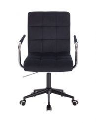 Kosmetická židle VERONA VELUR na černé podstavě s kolečky - černá