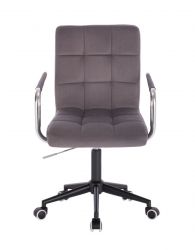 Kosmetická židle VERONA VELUR na černé podstavě s kolečky - tmavě šedá