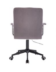 Kosmetická židle VERONA VELUR na černé podstavě s kolečky - tmavě šedá
