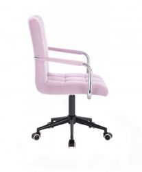 Kosmetická židle VERONA VELUR na černé podstavě s kolečky - fialový vřes