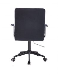 Kosmetická židle VERONA VELUR na černé podstavě s kolečky - černá