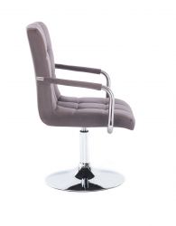 Kosmetická židle VERONA VELUR na stříbrném talíři - tmavě šedá