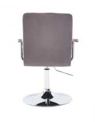 Kosmetická židle VERONA VELUR na stříbrném talíři - tmavě šedá