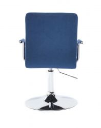 Kosmetická židle VERONA VELUR na stříbrném talíři - modrá