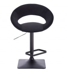 Barová židle NAPOLI VELUR na černé podstavě - černá
