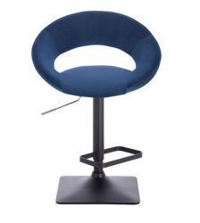 Barová židle NAPOLI  VELUR na černé podstavě - modrá