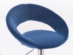 Barová židle NAPOLI  VELUR na černé podstavě - modrá