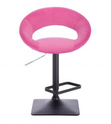 Barová židle NAPOLI  VELUR na černé podstavě - růžová