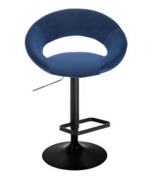 Barová židle NAPOLI  VELUR na černém talíři - modrá