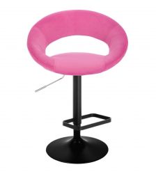 Barová židle NAPOLI  VELUR na černém talíři - růžová