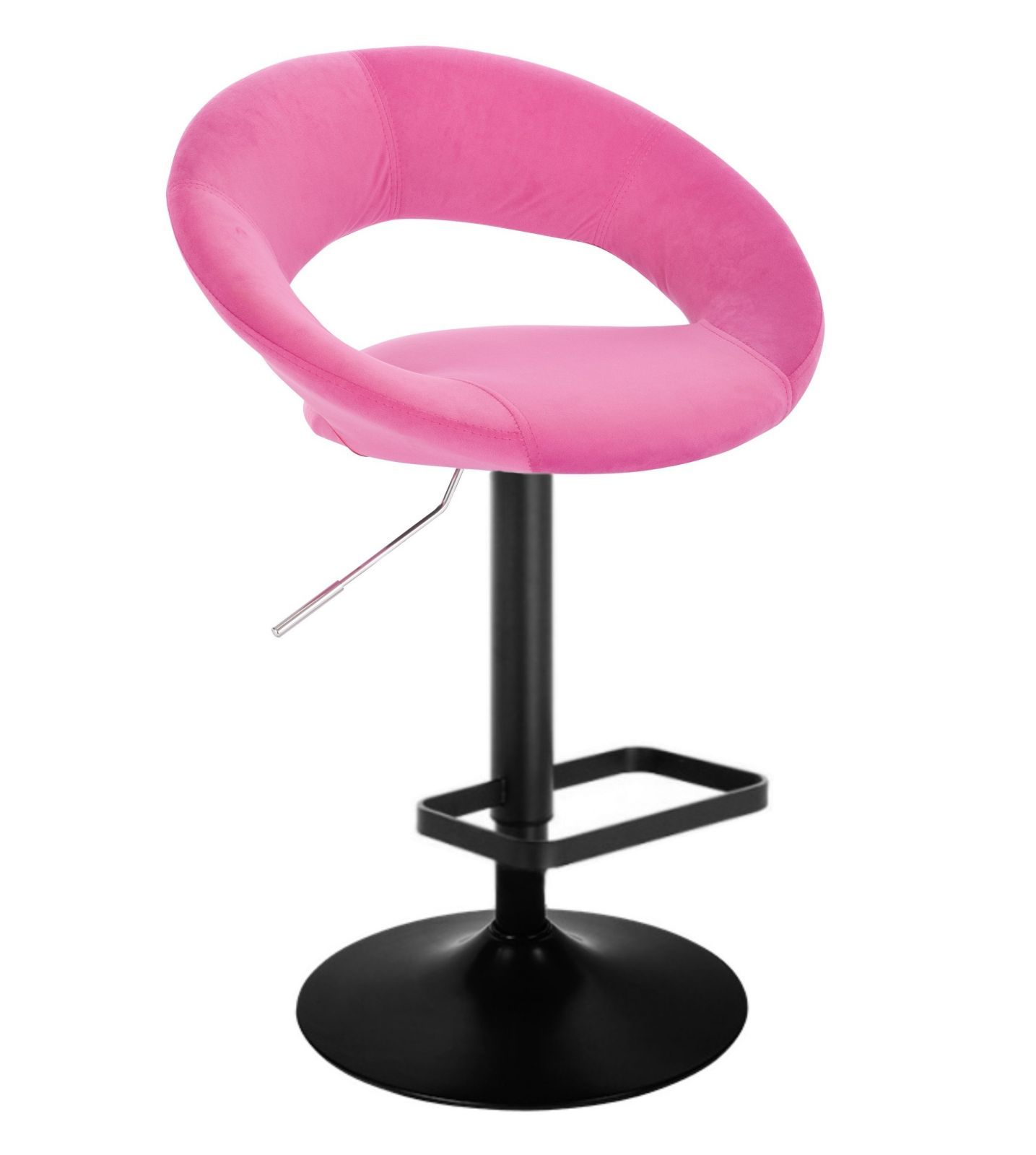 Barová židle NAPOLI  VELUR na černém talíři - růžová
