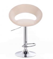 Barová židle NAPOLI  VELUR na stříbrném talíři - krémová