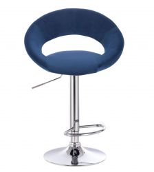 Barová židle NAPOLI  VELUR na stříbrném talíři - modrá