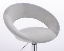 Barová židle NAPOLI  VELUR na stříbrném talíři - světle šedá