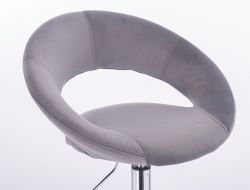 Barová židle NAPOLI  VELUR na stříbrném talíři - tmavě šedá