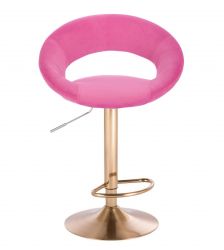 Barová židle NAPOLI  VELUR na zlatém talíři - růžová