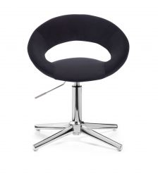 Kosmetická židle NAPOLI VELUR na stříbrném kříži - černá
