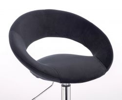 Kosmetická židle NAPOLI VELUR na stříbrném kříži - černá