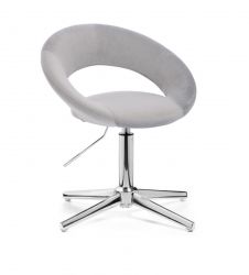 Kosmetická židle NAPOLI VELUR na stříbrném kříži - světle šedá