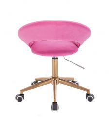 Kosmetická židle NAPOLI VELUR na zlaté podstavě s kolečky - růžová