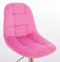 Barová židle SAMSON VELUR na černé základně - růžová
