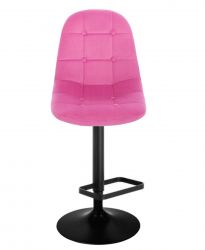 Barová židle SAMSON VELUR na černém talíři - růžová